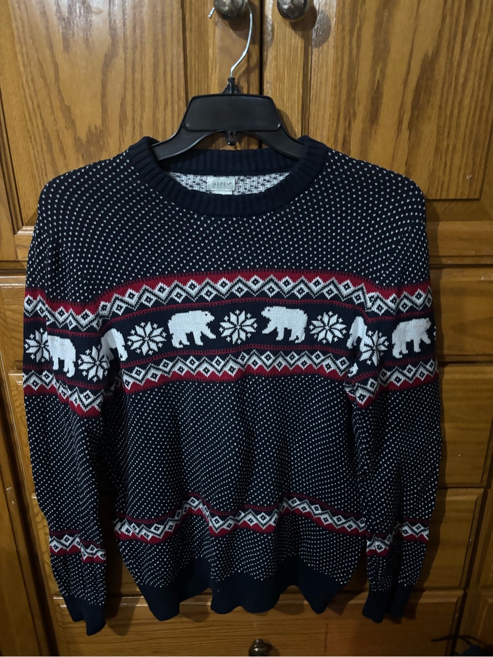 Men's Navy Fair Isle Polar Bear Crewneck Sweater